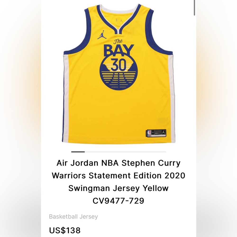 NWT Stephen Curry Golden State Warriors Nike 20-22 Statement Swingman Jersey XL